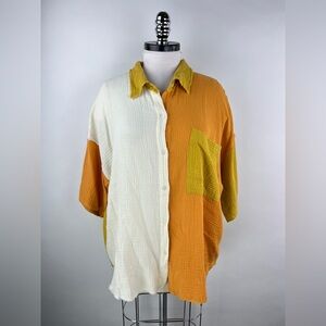 💚 3098. Cotton Gauze Button Front Short Sleeve